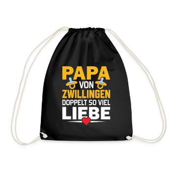 Papa von Zwillingen - Doppelt so viel Liebe - Turnbeutel - Schwarz - Vorne