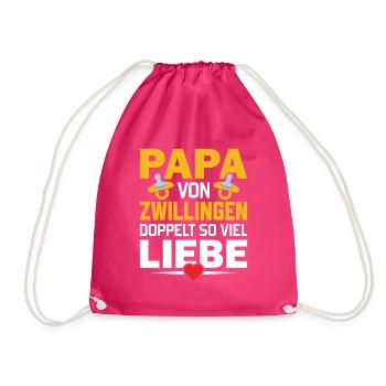 Papa von Zwillingen - Doppelt so viel Liebe - Turnbeutel - Fuchsia - Vorne