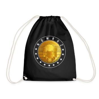 Happy Nowruz Shirt, Nowruz Gold Coin Iranian - Drawstring Bag - black - Front