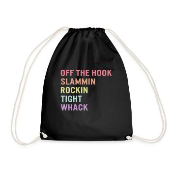 Sign Language Shirt, Off The Hook ASL Slang Tee, - Drawstring Bag - black - Front