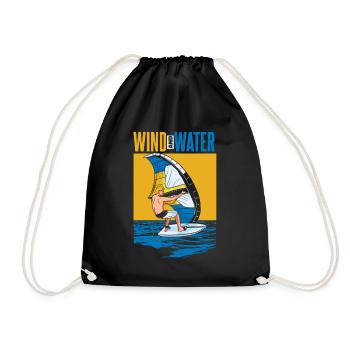 Wind And Water Surfers Surfers Water Sports - Drawstring Bag - black - Front