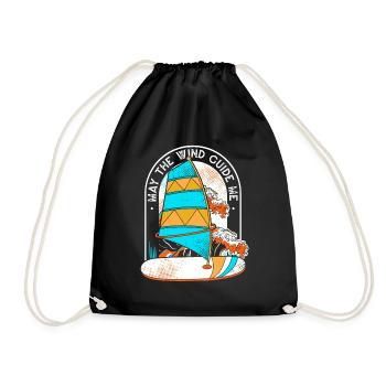 May The Wind Guide me Surfer Wassersport - Turnbeutel - Schwarz - Vorne