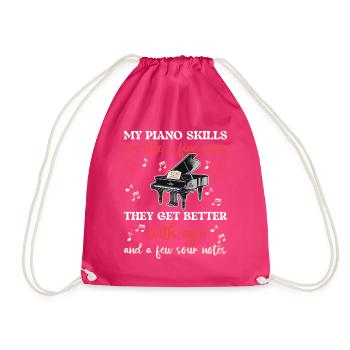 My Piano Skills are like Fine wine they get better - Drawstring Bag - fuchsia - Front