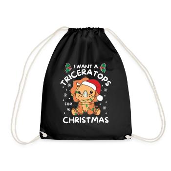 Je veux un tricératops pour Noël dinos mignons - Sac de sport léger - noir - Devant