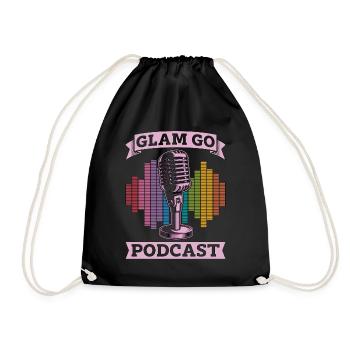 Podcasting Glam Go Podcast Radio Broadcast Blogger - Drawstring Bag - black - Front