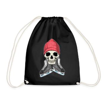 Skull Ice Skating Skates - Drawstring Bag - black - Front