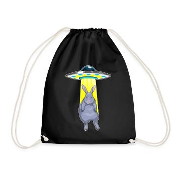 Rabbit Spaceship Space - Drawstring Bag - black - Front