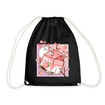 Retro Strawberry Milk 90s Kawaii - Turnbeutel - Schwarz - Vorne