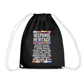Hispanic Heritage Latino Countries Funny Herencia - Drawstring Bag - black - Front