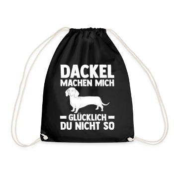 Hund Dackel - Turnbeutel - Schwarz - Vorne