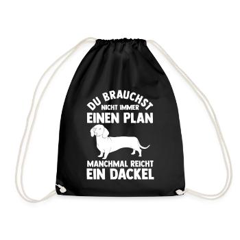 Hund Dackel - Turnbeutel - Schwarz - Vorne