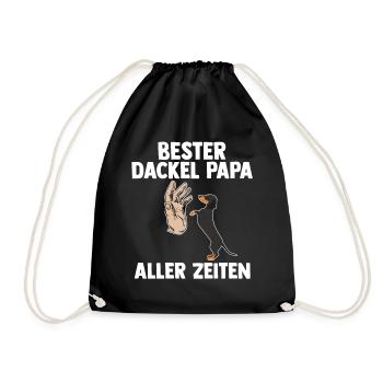 Hund Vater Papa Dackel - Turnbeutel - Schwarz - Vorne