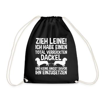 Hund Dackel - Turnbeutel - Schwarz - Vorne