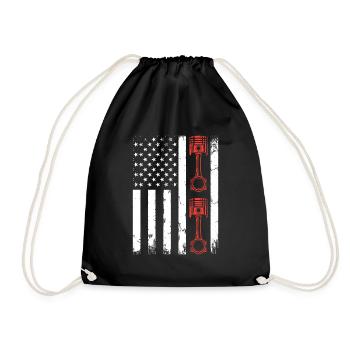 Auto Mechanic Car Piston Car Mechanic US Flag - Turnbeutel - Schwarz - Vorne