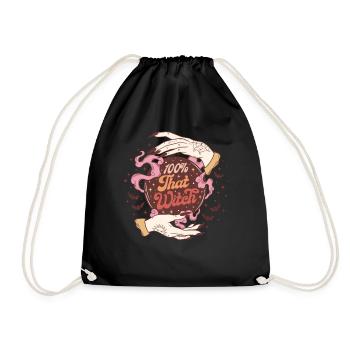 Magische Vintage Halloween Hexe: 100% That Witch! - Turnbeutel - Schwarz - Vorne