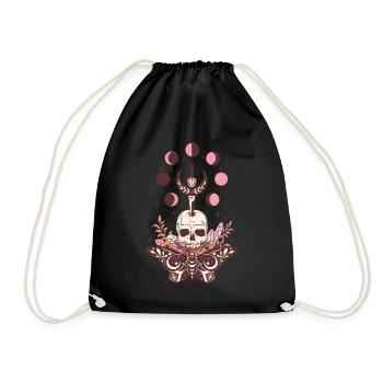 Crâne de papillon d’Halloween vintage et lune - Sac de sport léger - noir - Devant