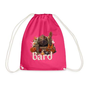 Bard with D20 & Items – Fantasy RPG Design - Drawstring Bag - fuchsia - Front