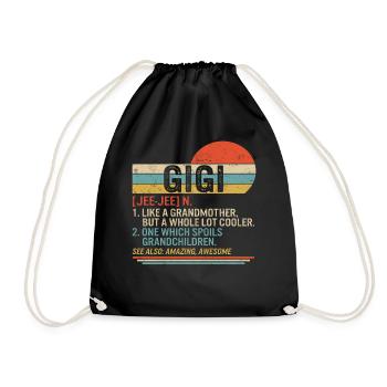 Gigi Shirt, Gigi Noun Definition Vintage Tee, - Drawstring Bag - black - Front