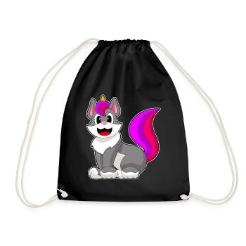 Katze Einhorn - Turnbeutel - Schwarz - Vorne