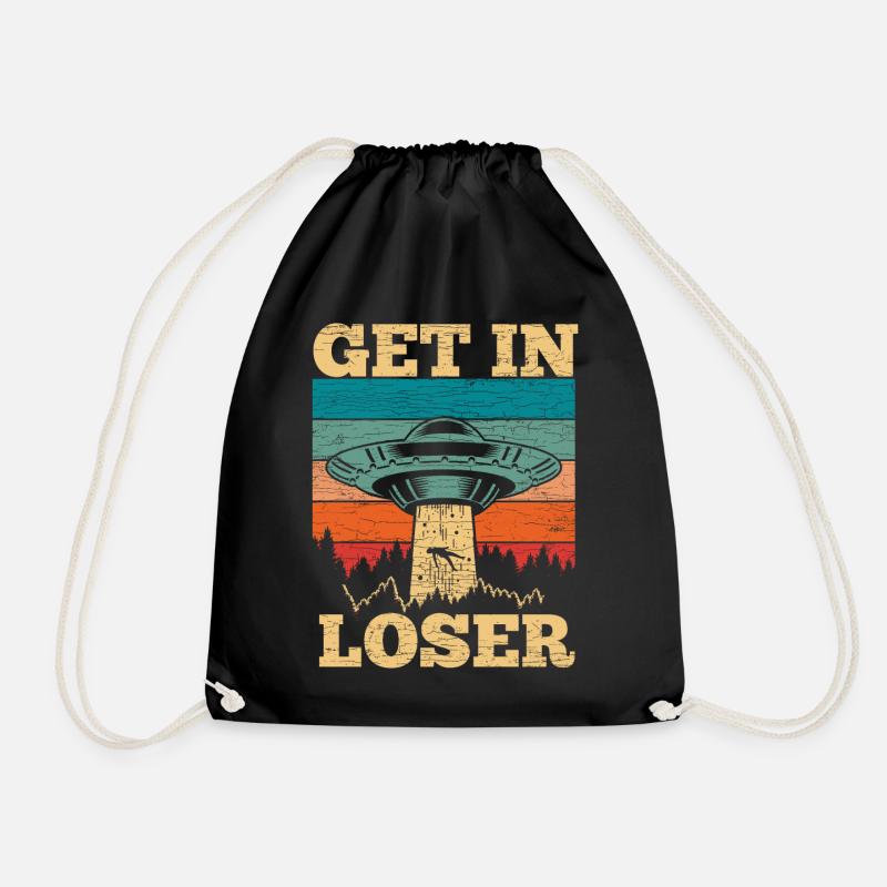 Retro Ufo Alien - Turnbeutel - Schwarz