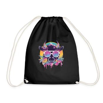 Cow Cow Head Cows Agriculture Cow Farmer - Drawstring Bag - black - Front