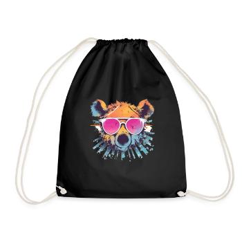 Bear Bear Sunglasses Brown Bear Forest Dweller - Drawstring Bag - black - Front