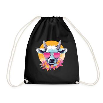 Cow Cow Head Cows Agriculture Cow Farmer - Drawstring Bag - black - Front