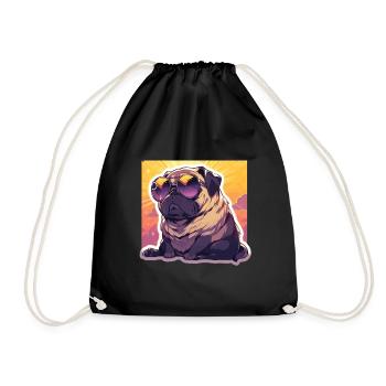 Pug Pug Dog Pug Sunglasses Pug Gift - Drawstring Bag - black - Front