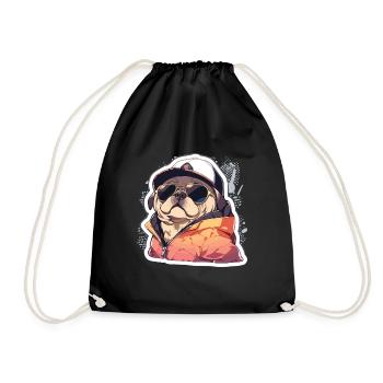 Pug Pug Dog Pug Sunglasses Pug Gift - Drawstring Bag - black - Front