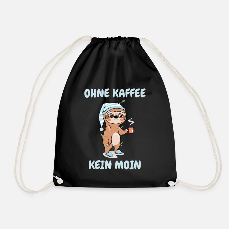 Ohne Kaffee Kein Moin - Faultier - Turnbeutel - Schwarz