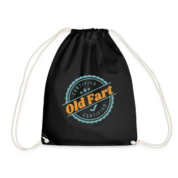 Certified Old Fart Funny Retirement Gift Birthday - Drawstring Bag - black - Front