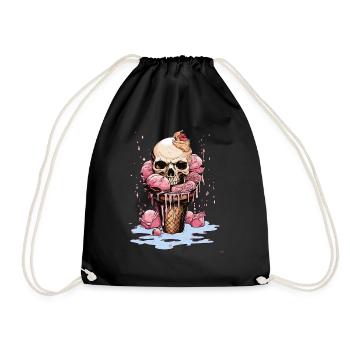Totenkopf-Eiscreme-Halloween-Design - Turnbeutel - Schwarz - Vorne