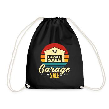 Garage Sale Retro Yard Sale Loves Bargain Hunting - Drawstring Bag - black - Front
