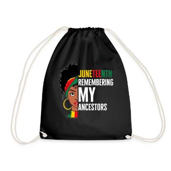 Afro Woman Juneteenth Day Shirt, Juneteenth - Drawstring Bag - black - Front