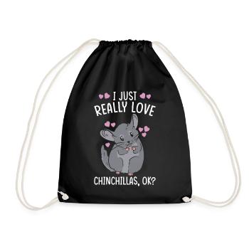 Chinchilla Geschenk - Turnbeutel - Schwarz - Vorne