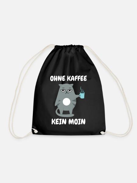 Ohne Kaffee Kein Moin - Katze - Turnbeutel - Schwarz