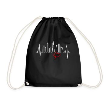 Dubai Skyline Heartbeat Burj Khalifa Silhouette - Drawstring Bag - black - Front