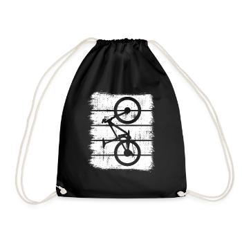 Mountain biker drawing - Drawstring Bag - black - Front