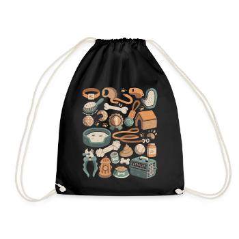 Dog Grooming Doodles Dog Pet Leash Food - Drawstring Bag - black - Front