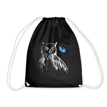 Hibou avec papillon - Sac de sport léger - noir - Devant