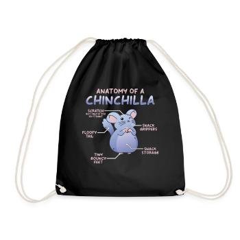 Chinchilla Anatomie - Turnbeutel - Schwarz - Vorne