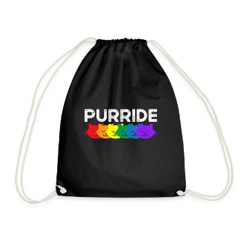 Purride Cat Lover Pride Month Schwulenrechte Regenbogen - Turnbeutel - Schwarz - Vorne