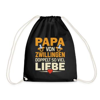 Papa von Zwillingen - Doppelt so viel Liebe - Turnbeutel - Schwarz - Vorne
