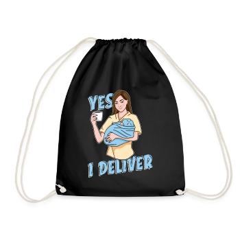 Ob/Gyn Nurse Yes I Deliver Baby Catcher OB Nurse - Drawstring Bag - black - Front