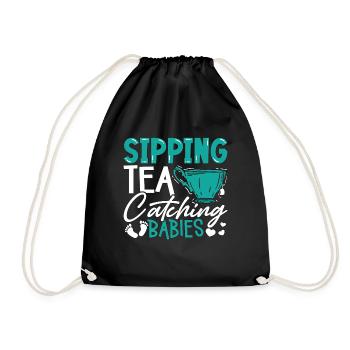 Ob/Gyn Nurse Sipping Tea And Catching Obstetrician - Drawstring Bag - black - Front