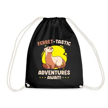Ferret gift for ferret owners - Drawstring Bag - black - Front