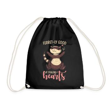 Ferret gift for ferret owners - Drawstring Bag - black - Front