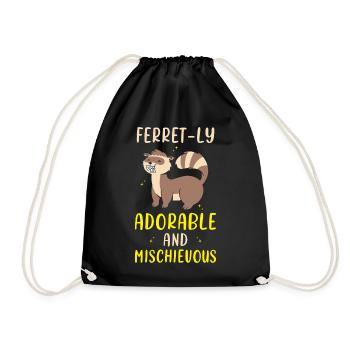 Ferret gift for ferret owners - Drawstring Bag - black - Front