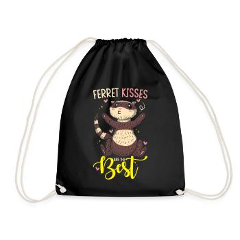 Ferret gift for ferret owners - Drawstring Bag - black - Front