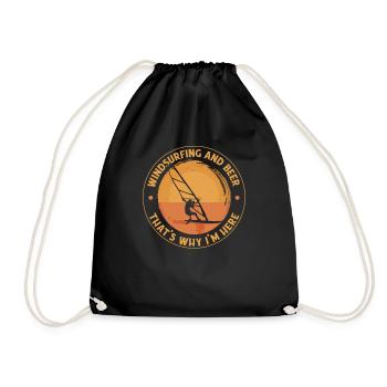 Windsurfing And Beer Surfer Wassersport Windsurfen - Turnbeutel - Schwarz - Vorne